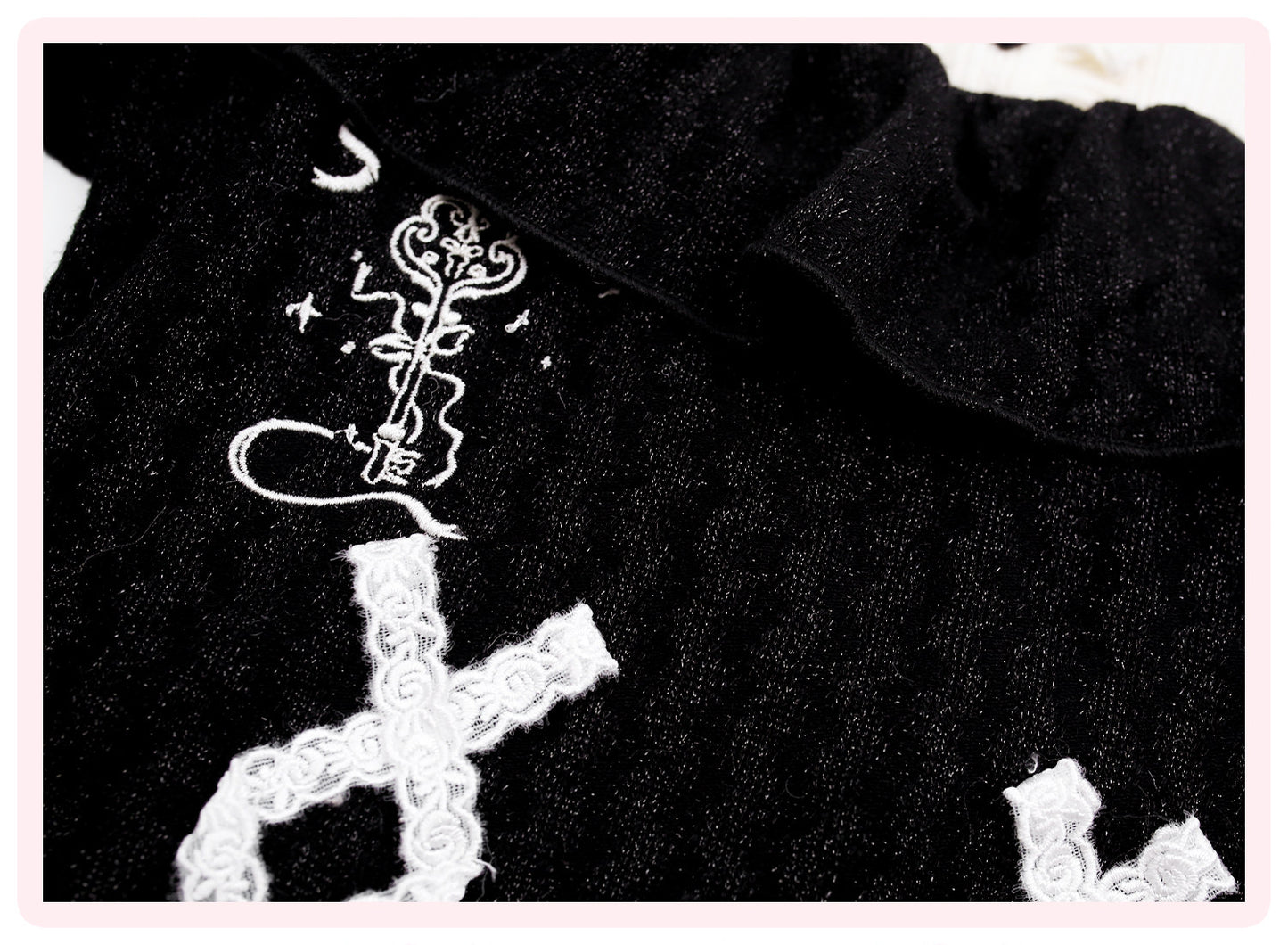 dark coquette ruffled trim shirt suit