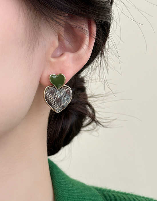 Preppy Heart Plaid Earrings