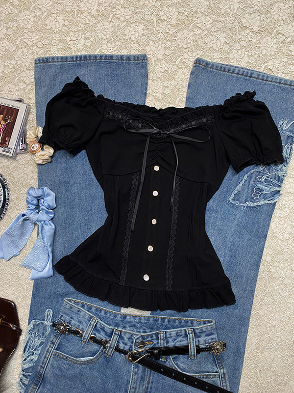 Lace Vintage Bow Shirt