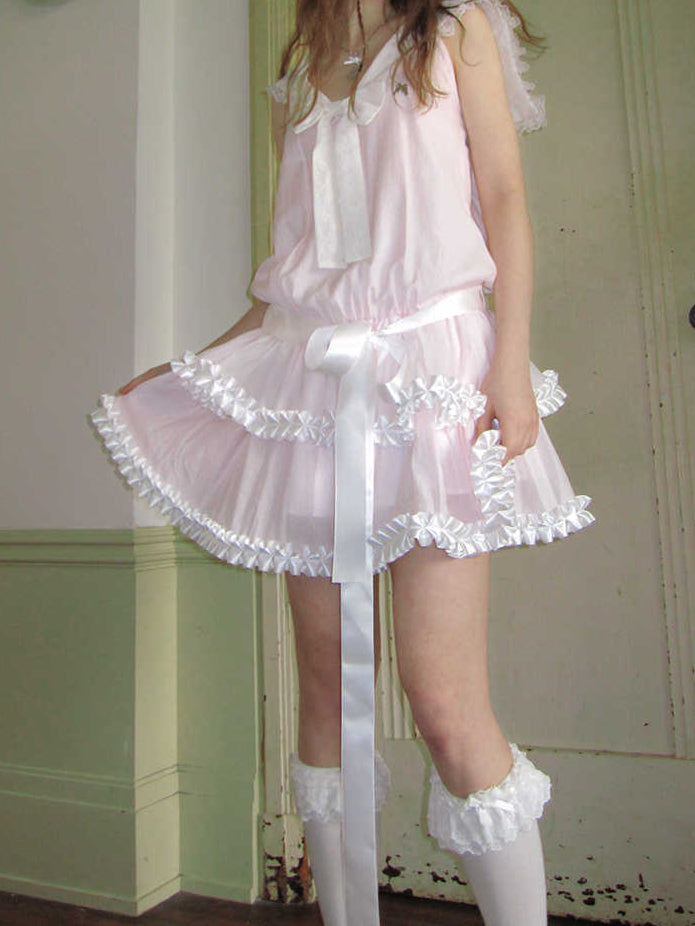 Angel Pink Lace Bow Dress