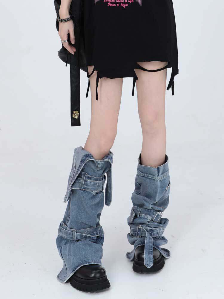 Y2K denim leg warmers