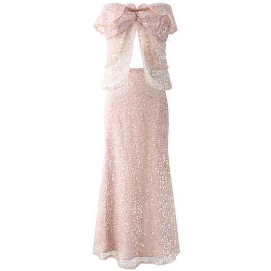 Pink Sequined Fishtail Suit