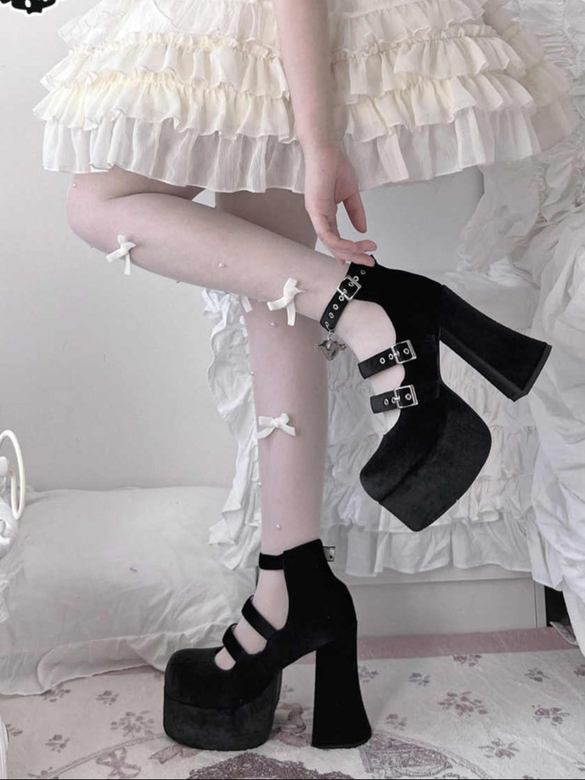 Coquette Belts Buckle Platform High Heels