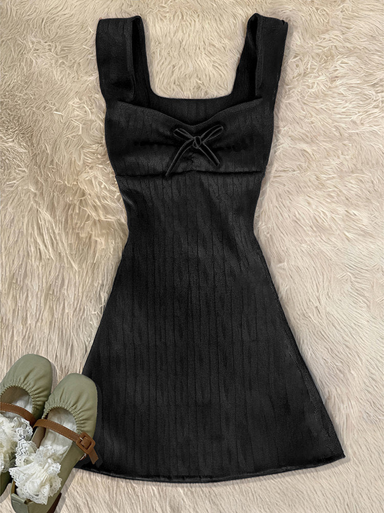 knit bow suspender dress