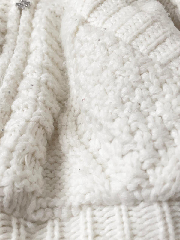 retro white hooded cardigan