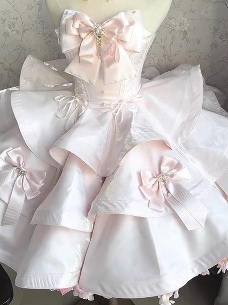 coquette pink bow cake princess dress