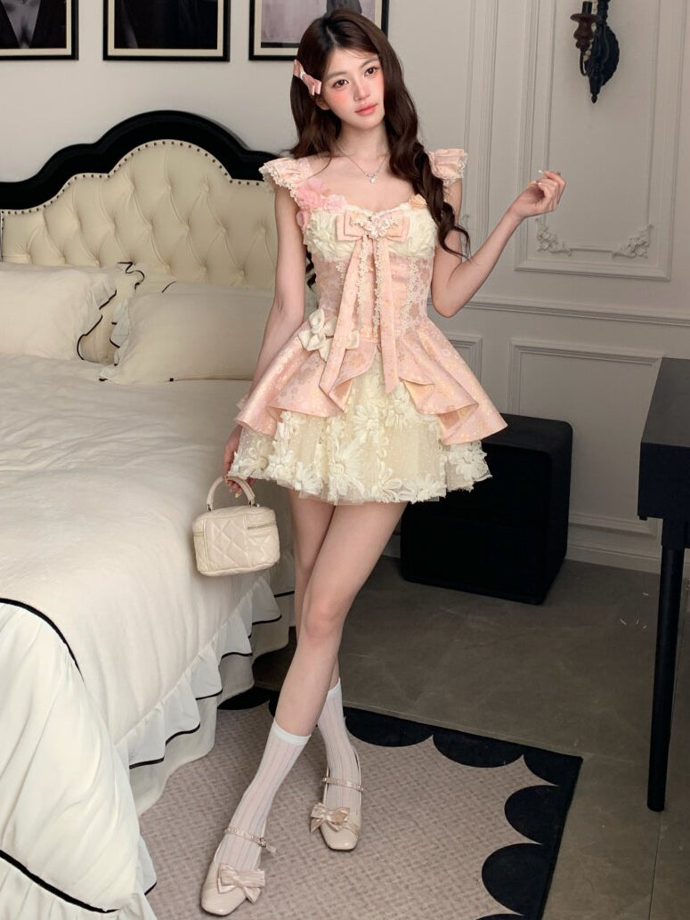 sakura pink coquette lace princess dress