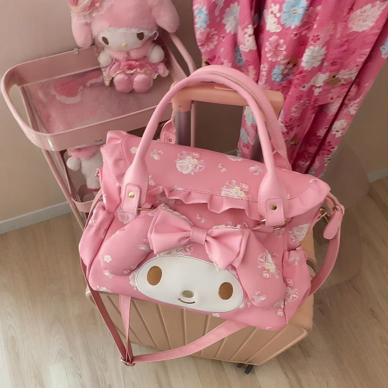 kawaii melody pink leather handbag