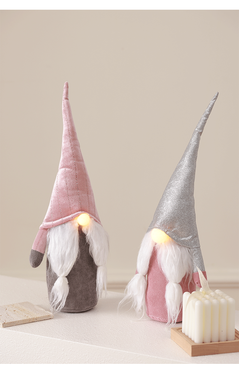 Christmas lights pink cute faceless doll