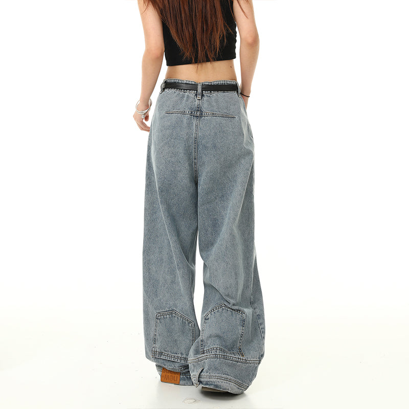 Y2K Retro Inverted Washed Baggy Jeans