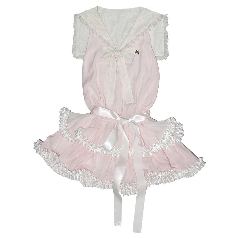 Angel Pink Lace Bow Dress