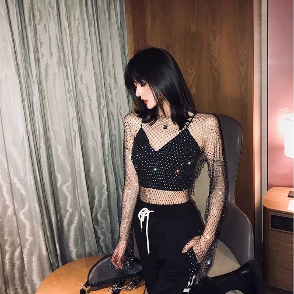 Baddie Diamond Hollow Blouse