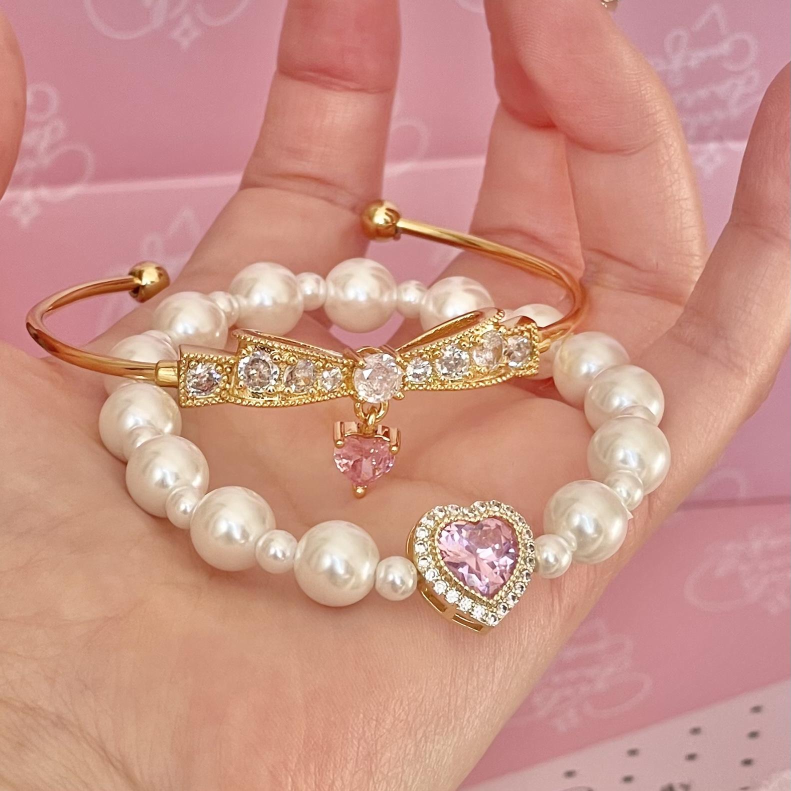 Sakura Snow Bow Pearl Bracelet