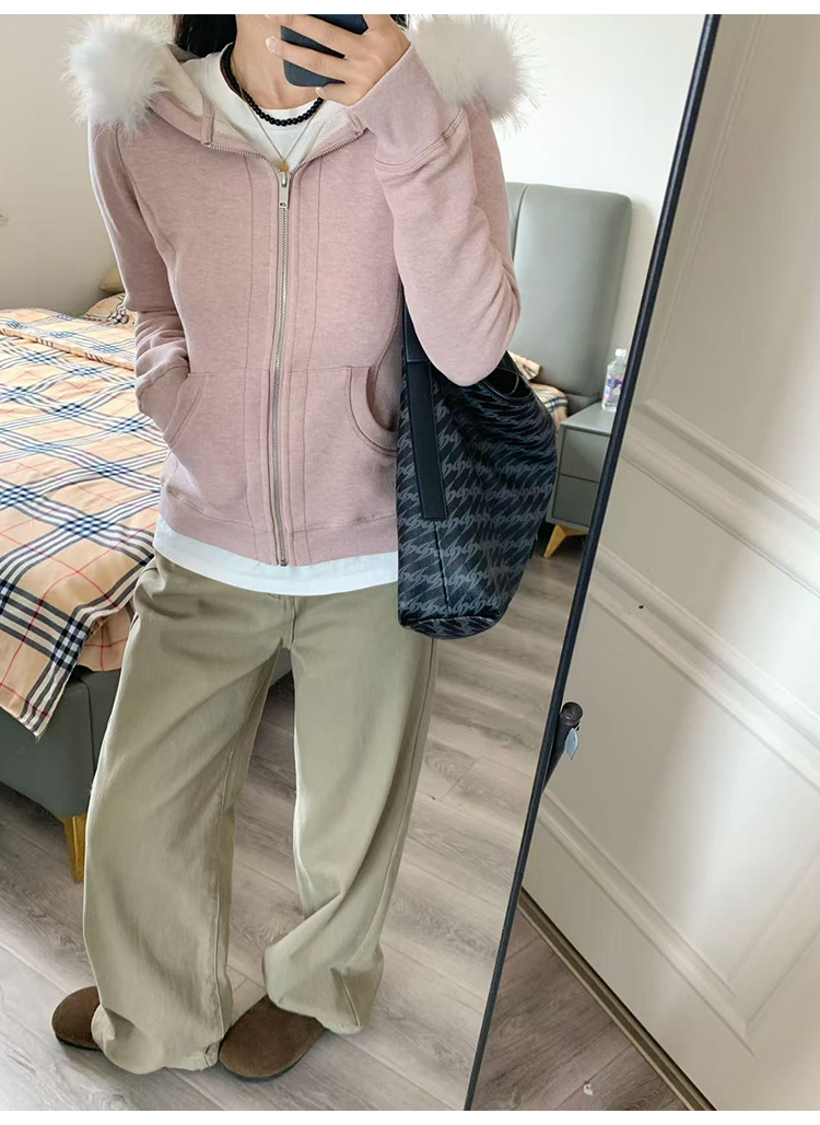 fur hooded coquette sweatshirt jacket