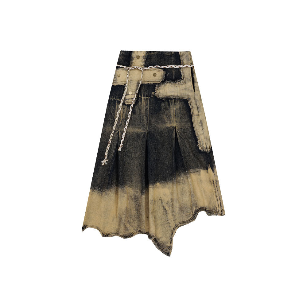 Grunge Cross Denim Skirt