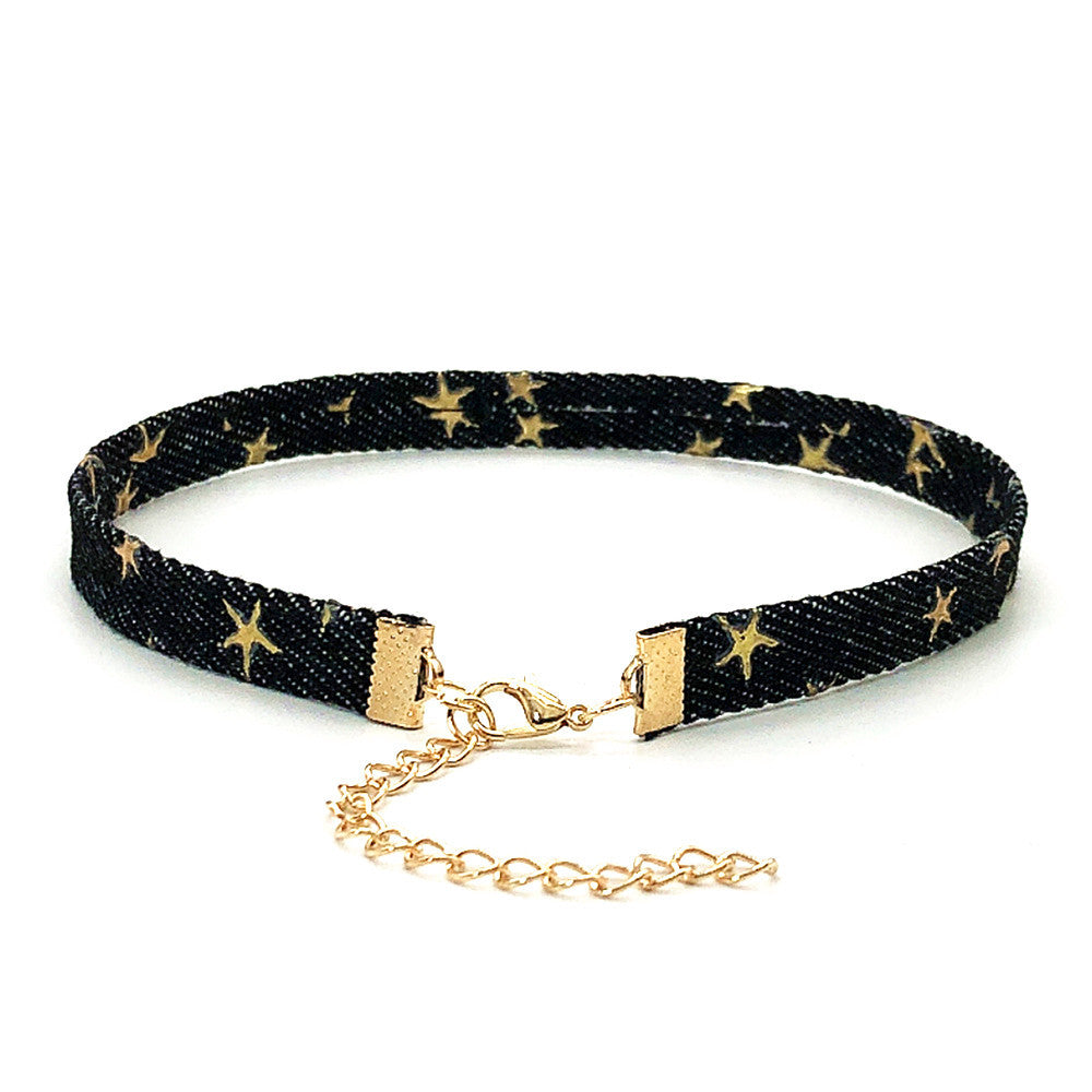 Y2K Denim Star Chain Choker