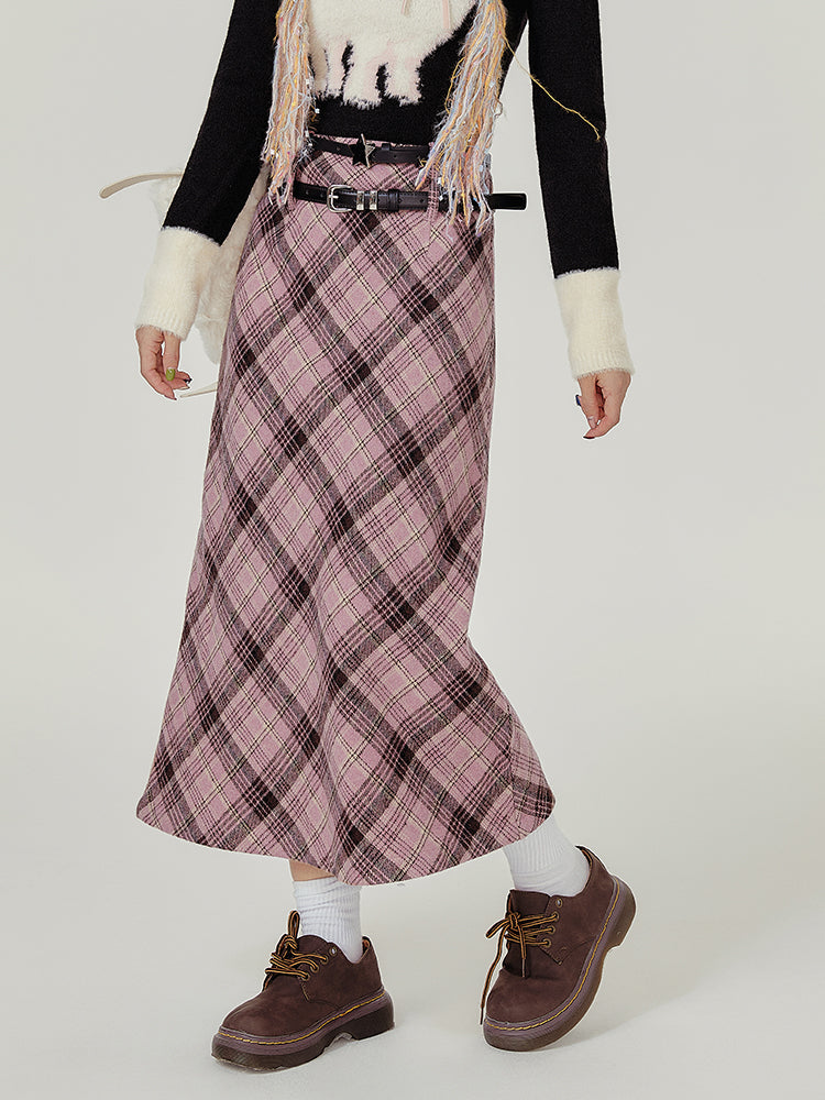 Preppy Pink Plaid Maxi Skirt