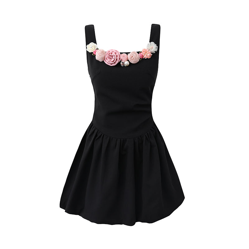 Dark Coquette French Floral Mini Dress