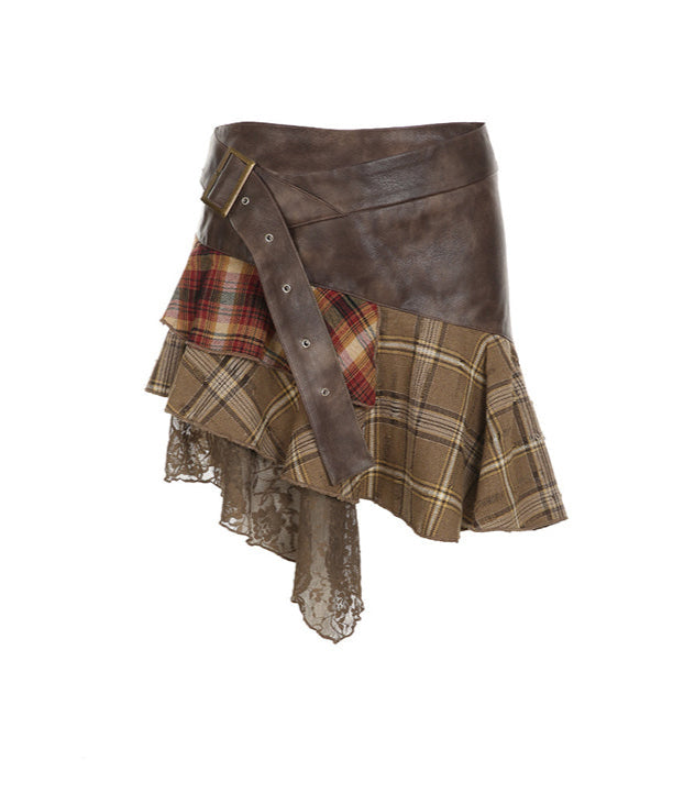 Fairy Grunge Irregular Plaid Skirt