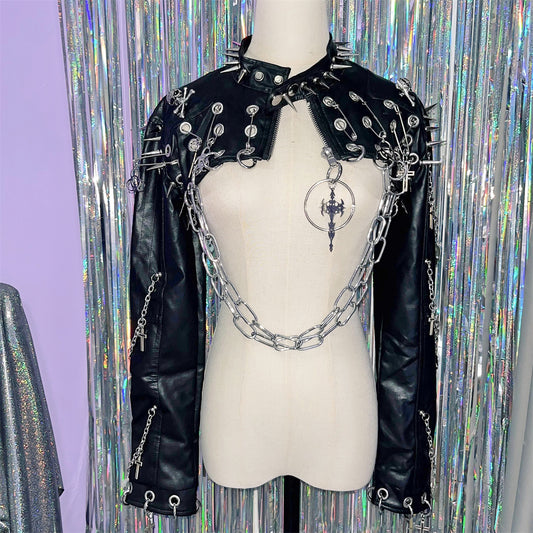 Punk Rivets Leather Jacket