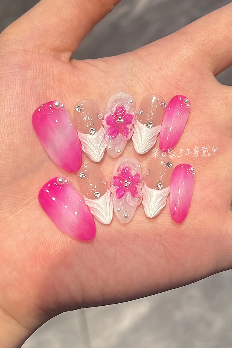 Blossom Ice Flower Pink Nails