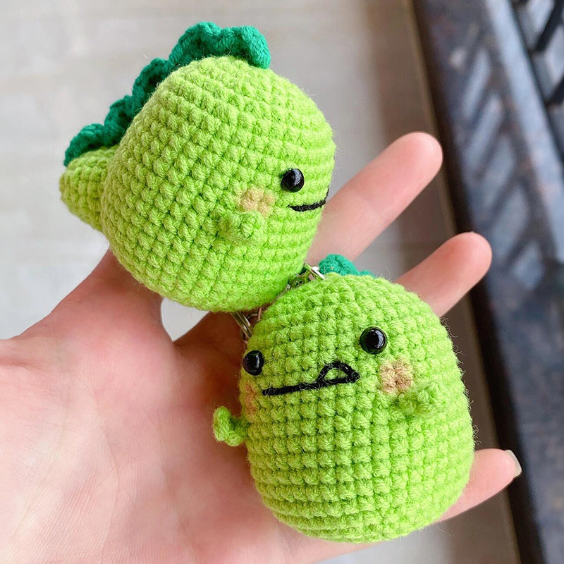 diy Little dinosaur wool pendant keychain