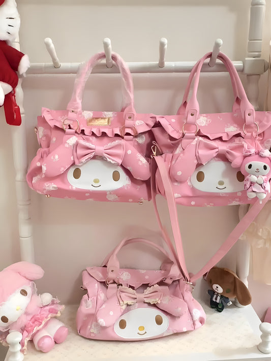 kawaii melody pink leather handbag