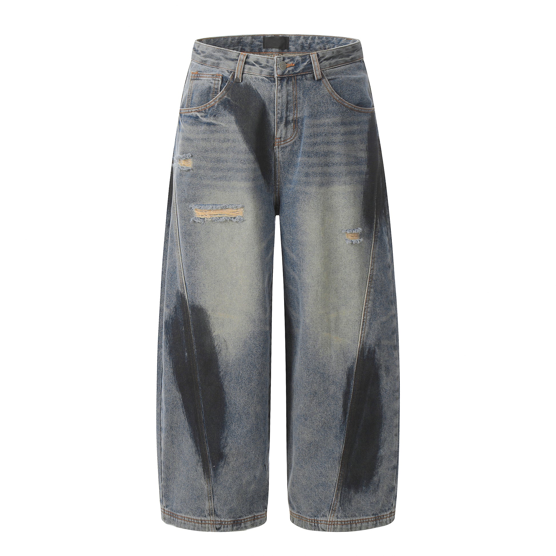 Scimitar Spray-painted Distressed Baggy Jeans