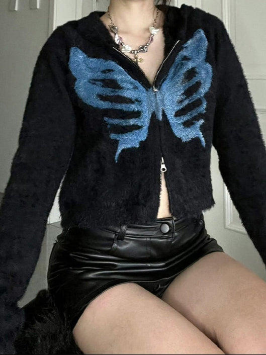 Y2K Butterfly Knitted Jacket Cardigan