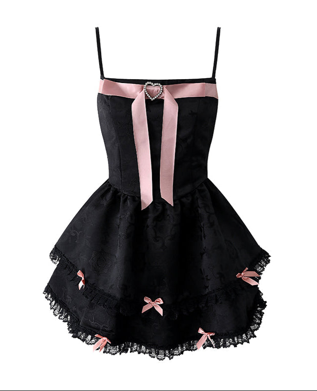 Pink Diamond Bow Dark Coquette Dress