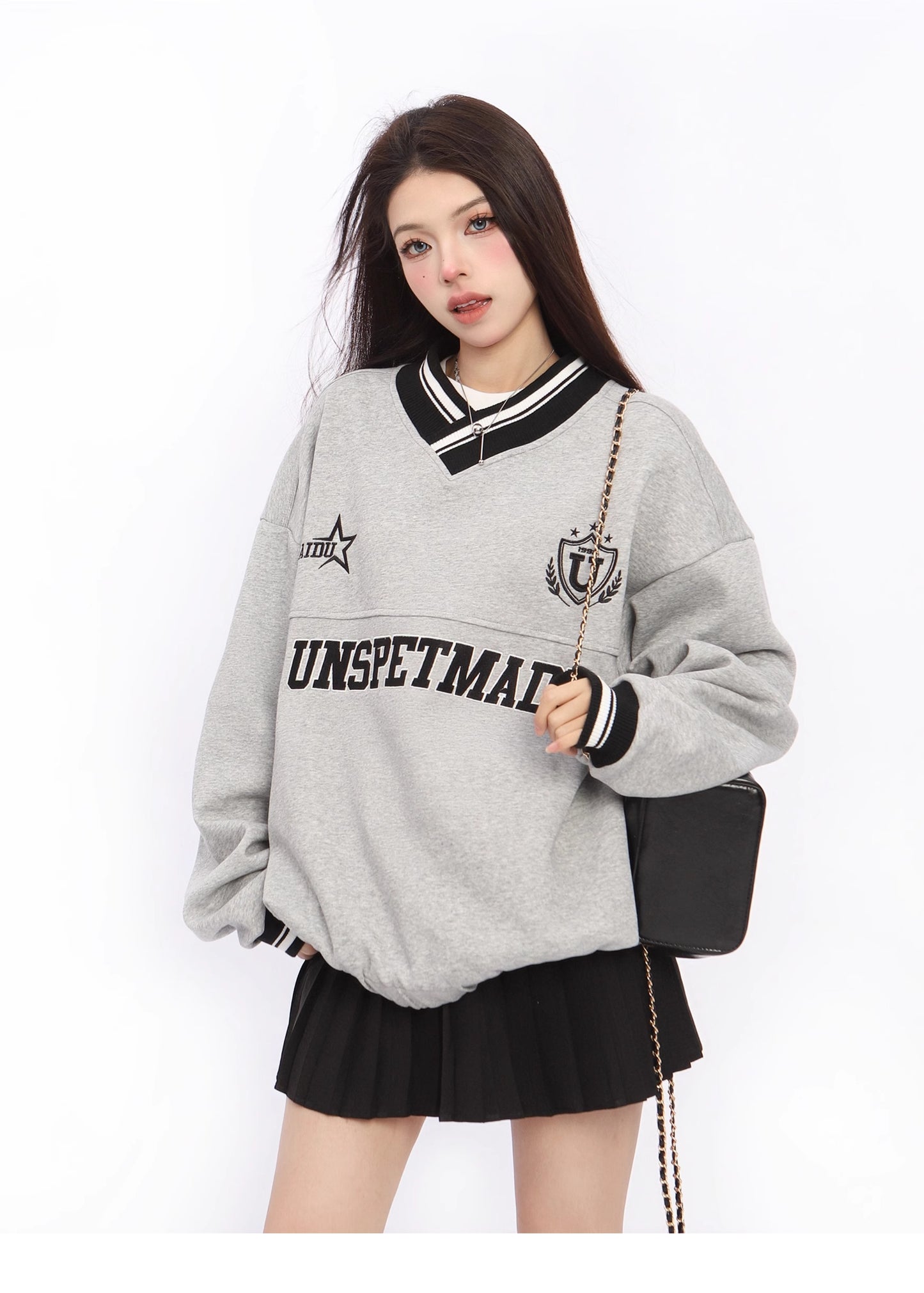 Retro Letter Embroidery Sweatshirt