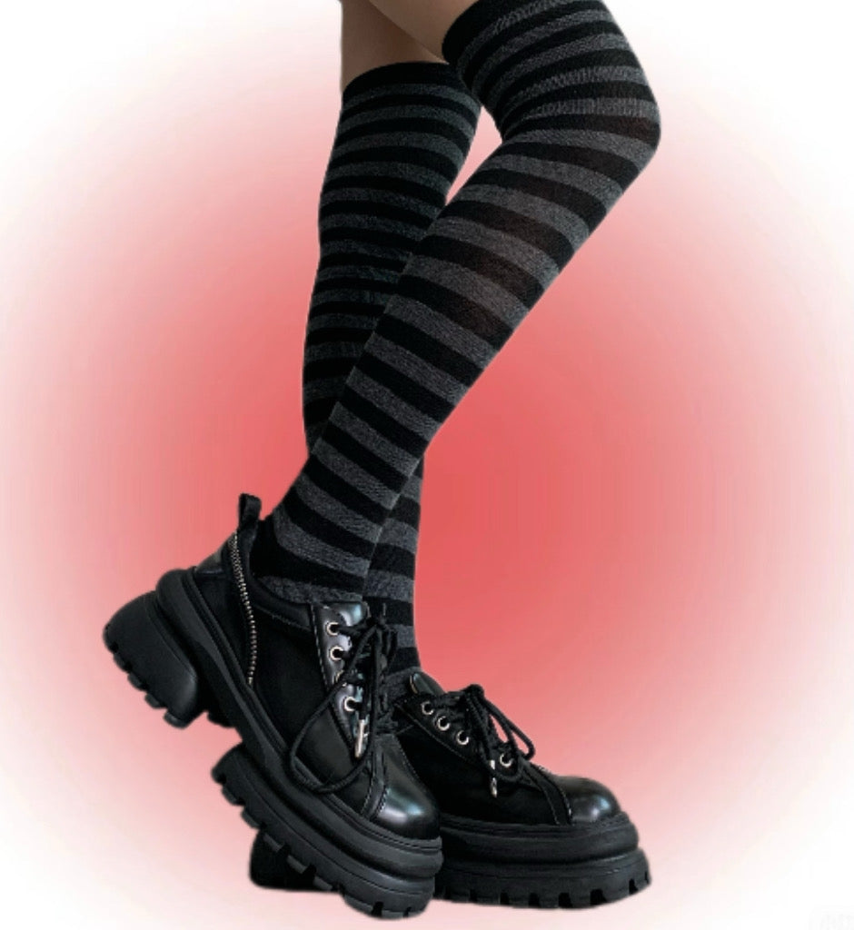 Y2K Striped Knee-high Stockings