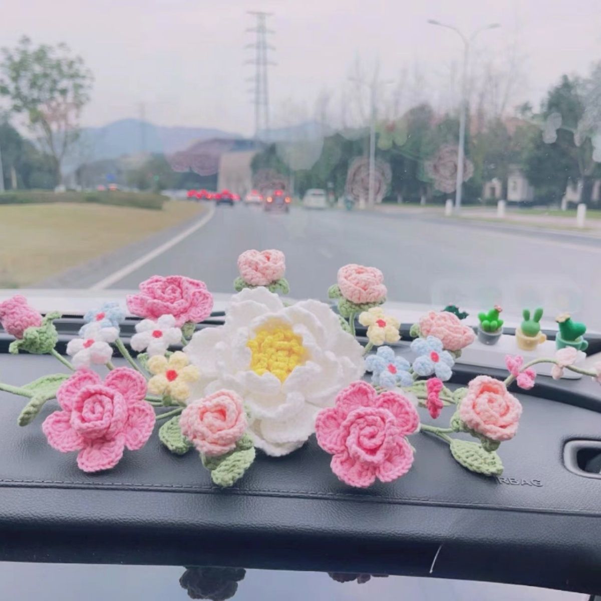 diy crochet flowers car bouquet