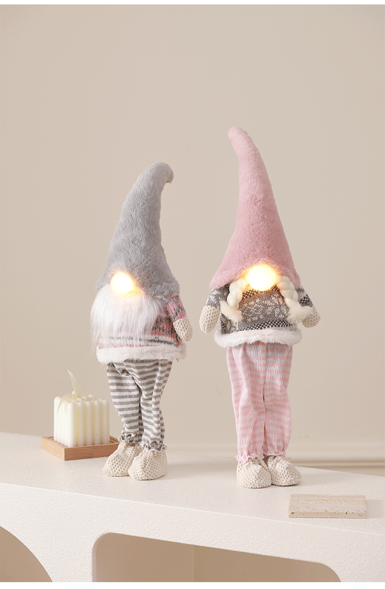 Christmas lights pink cute faceless doll