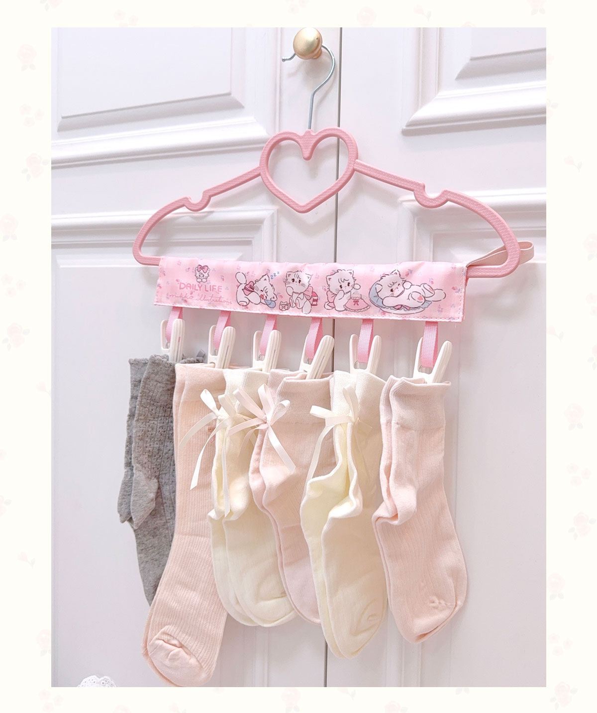 kawaii pink underwear drying rack