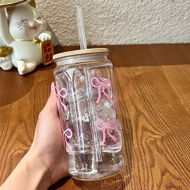Pink Bow Print Water Bottle