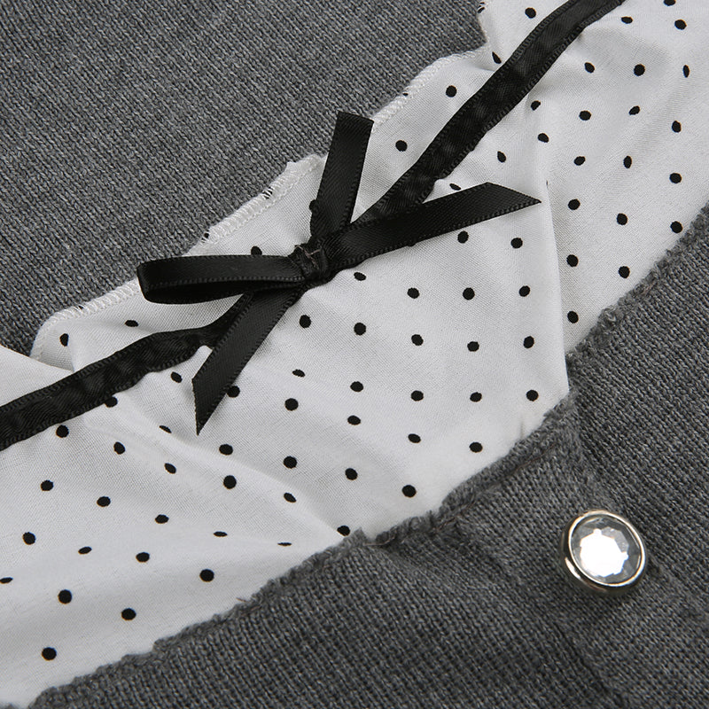 Coquette Polka-dot Bow Gray Shirt