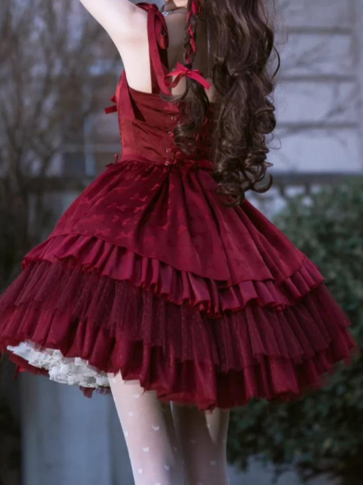 Red Lolita Ballet Princess Fluffy Dress