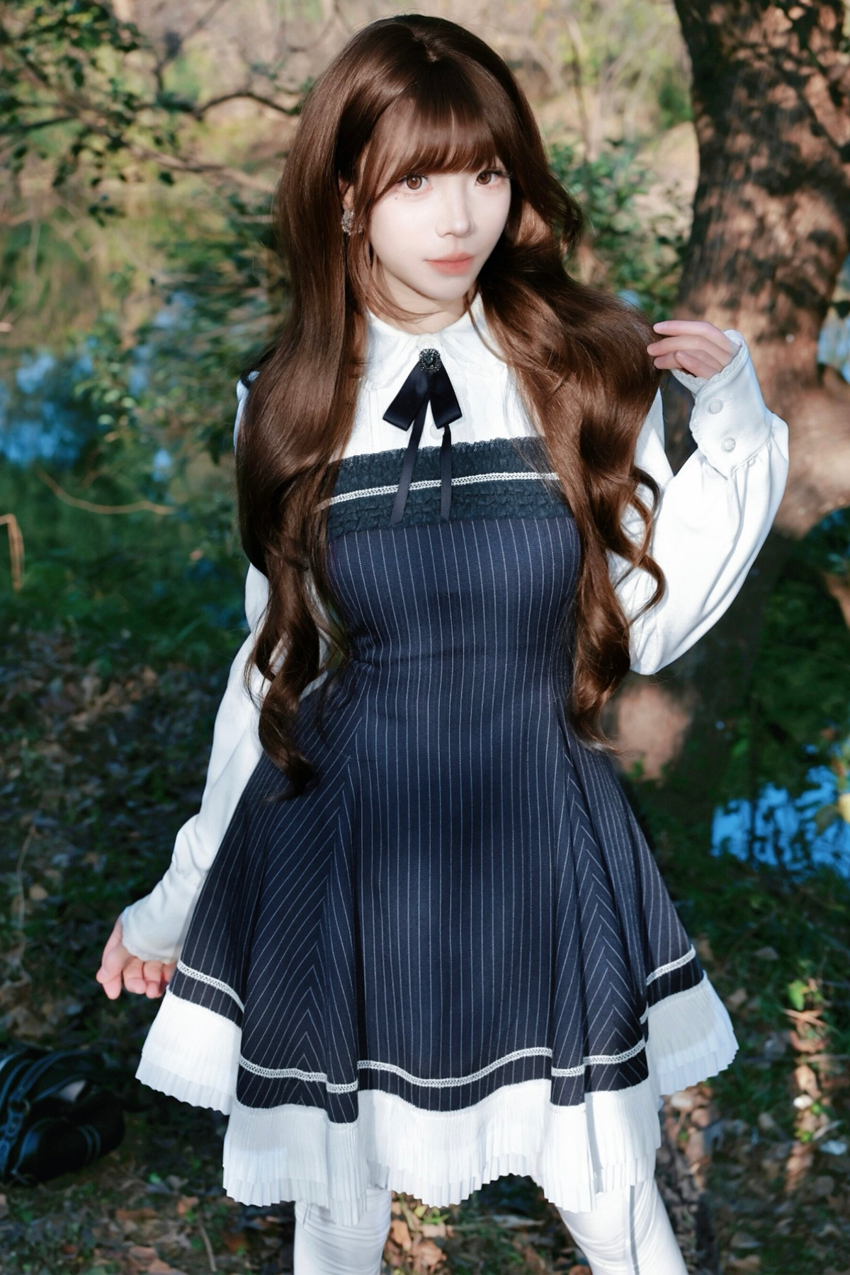 Retro Girly Striped A-Line Dress