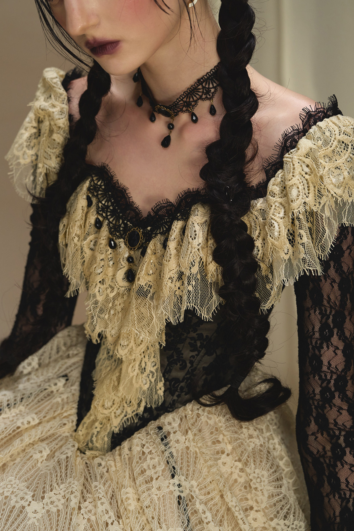 Lace Maid Retro Waist French Dress