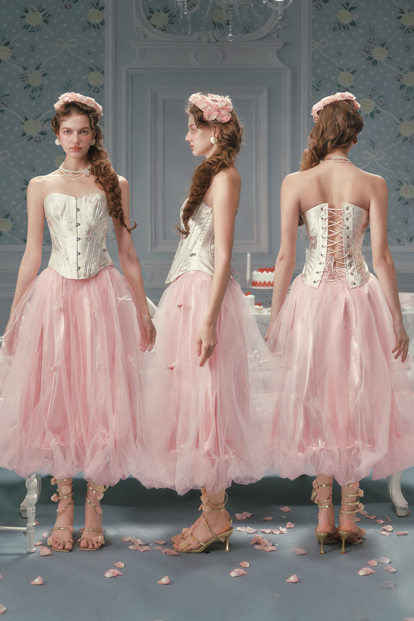 Lace Maid Satin Corset Top + Flare Tulle Skirt
