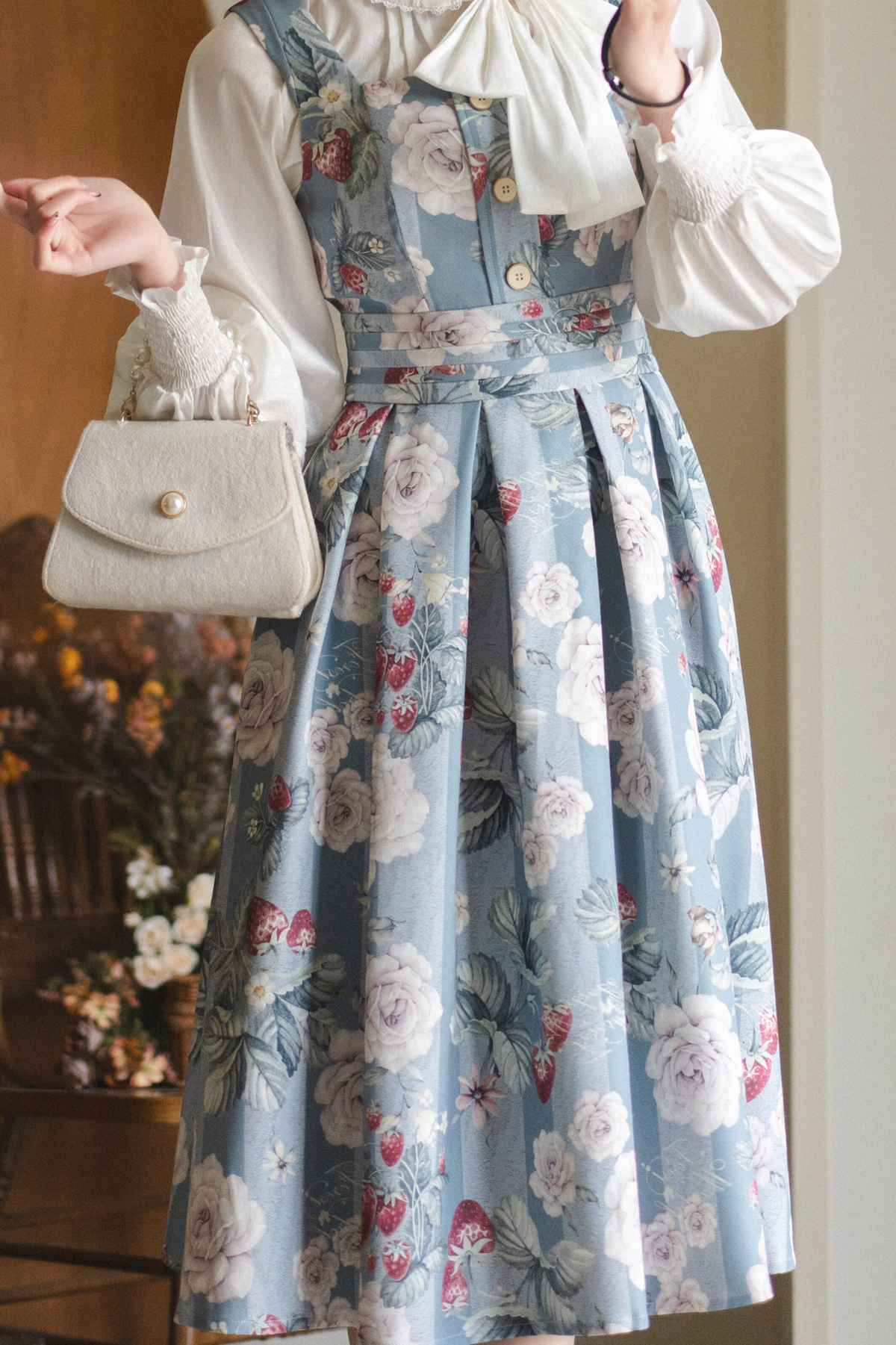 Floral Retro Sleeveless Dress + Shirt