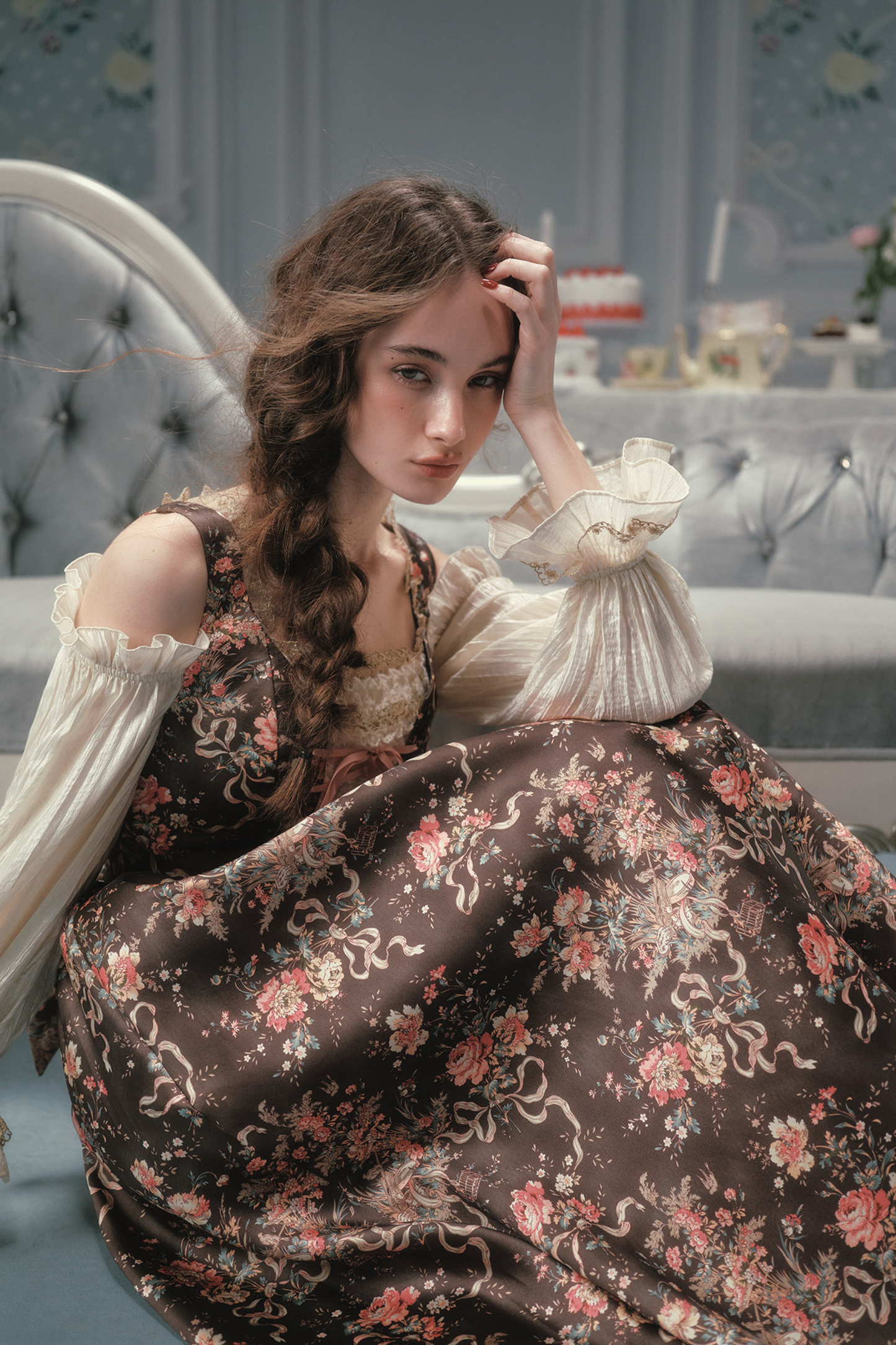 French Vintage Floral Art Dress