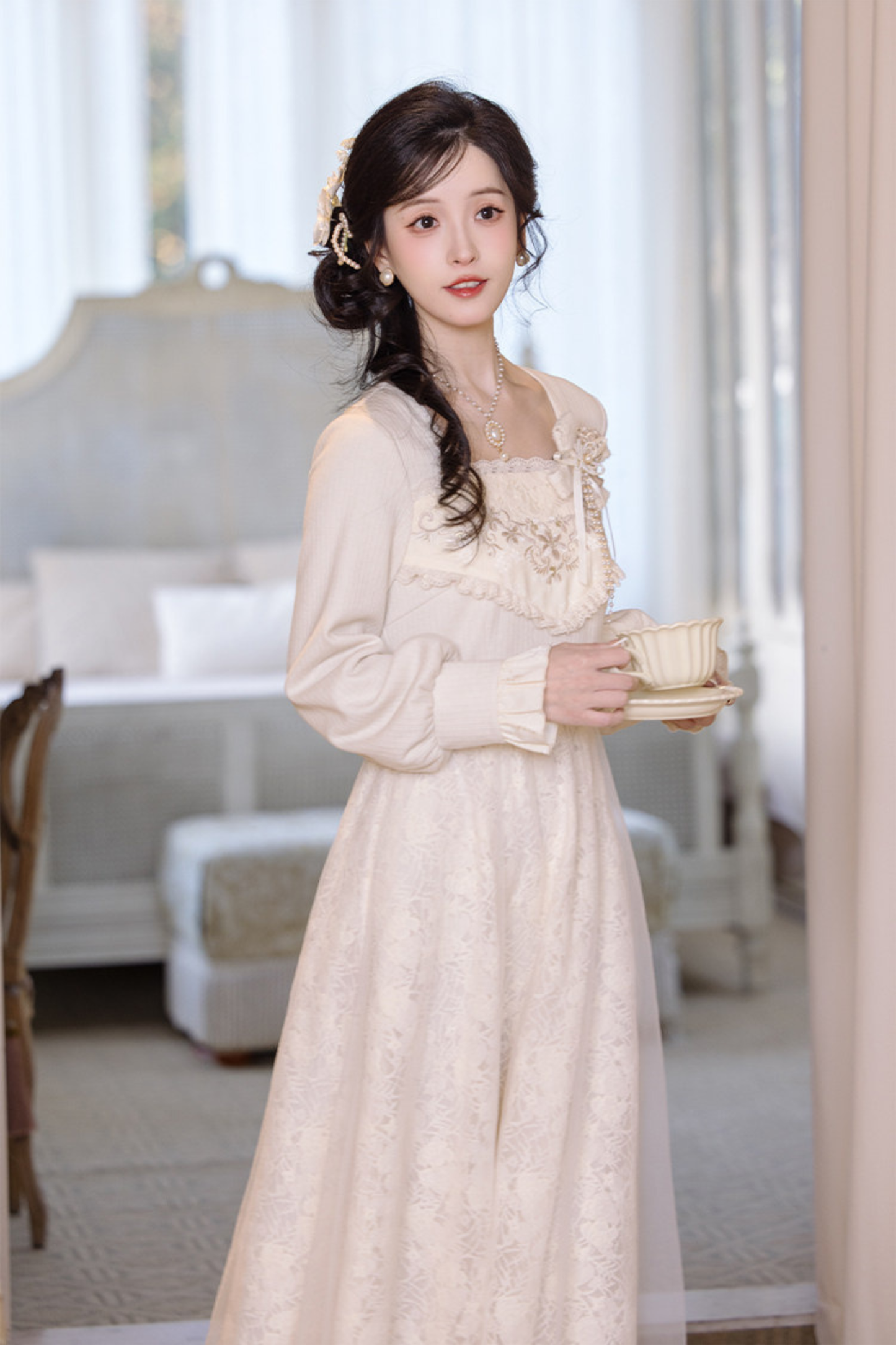 Pure White Square Neck Dress