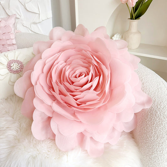 cream style pink flower pillow