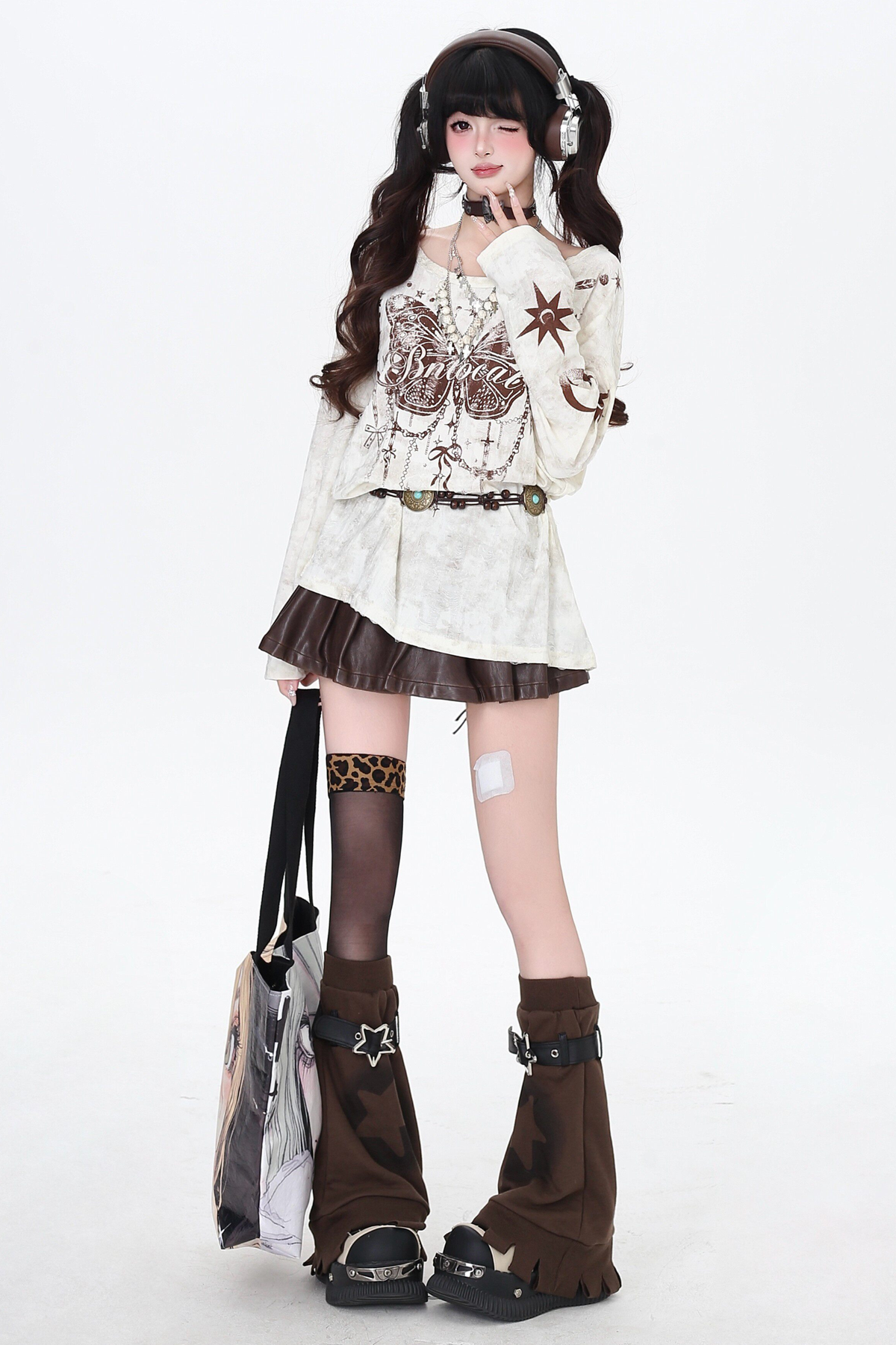 Butterfly Print Ripped Cover-Up Top