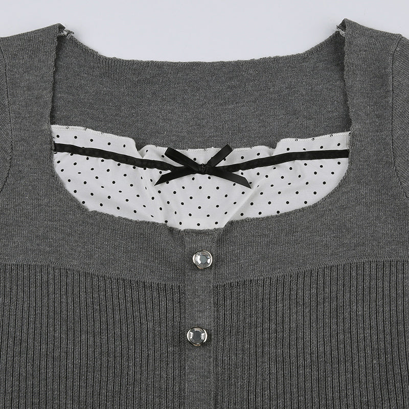 Coquette Polka-dot Bow Gray Shirt