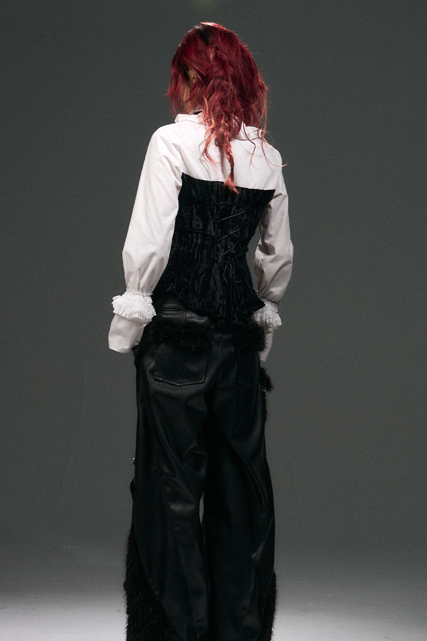 Velvet Lace-Up Blouse