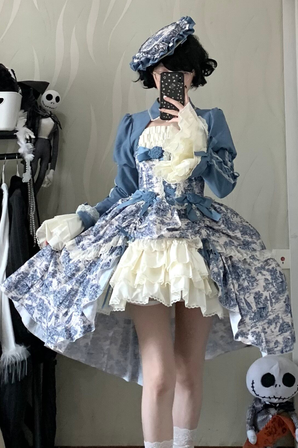 [Pre-order] Elegant Asian Lolita Jumper Skirt + Top + Flat Cap