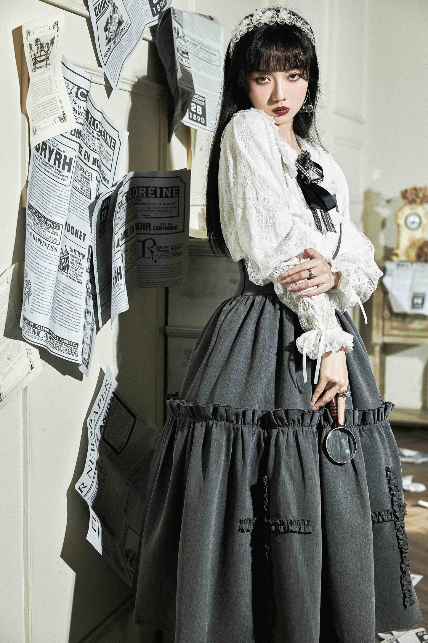 Retro Style Lolita Suspender Skirt